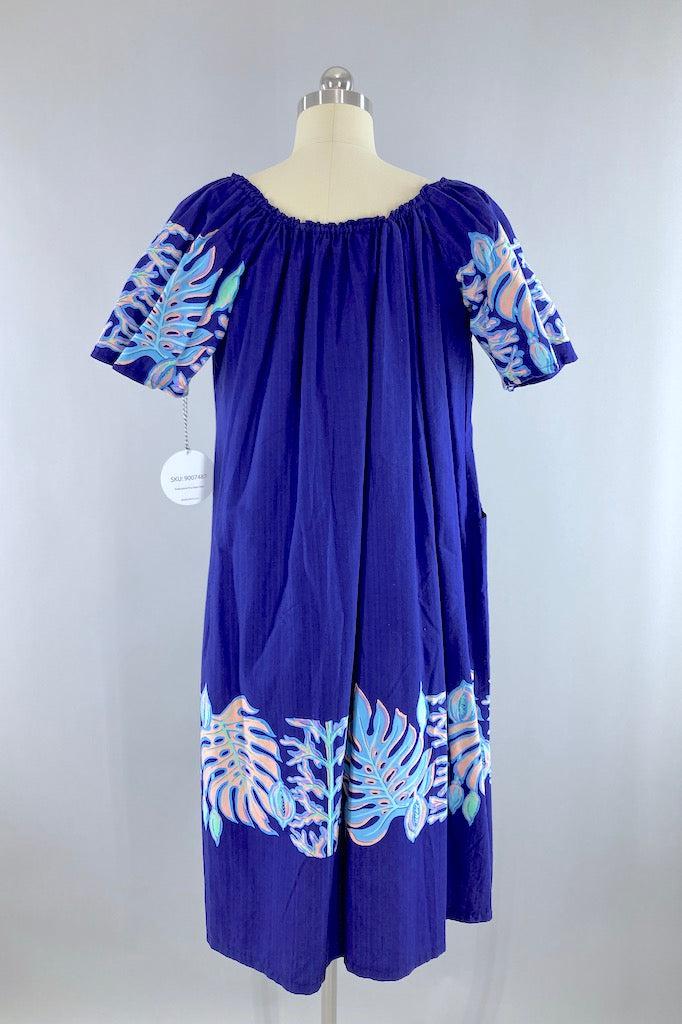 Vintage Monstera Leaf Summer Dress-ThisBlueBird