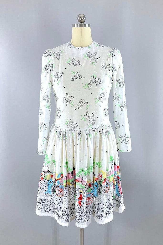 Vintage Mt. Fuji Japan Novelty Print Dress-ThisBlueBird