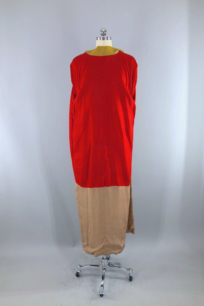 Vintage Mustard Gold Silk Kimono Robe-ThisBlueBird - Modern Vintage