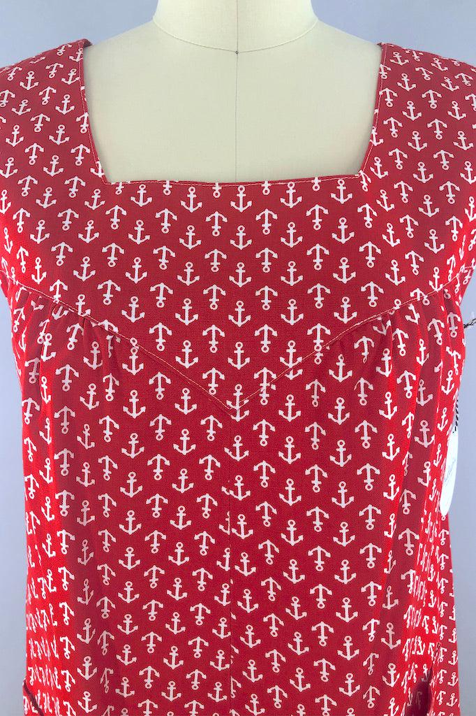Vintage Nautical Anchor Print Sundress-ThisBlueBird