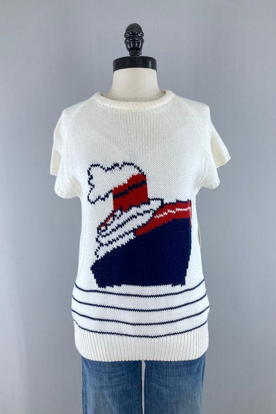 Vintage Nautical Ship Sweater-ThisBlueBird