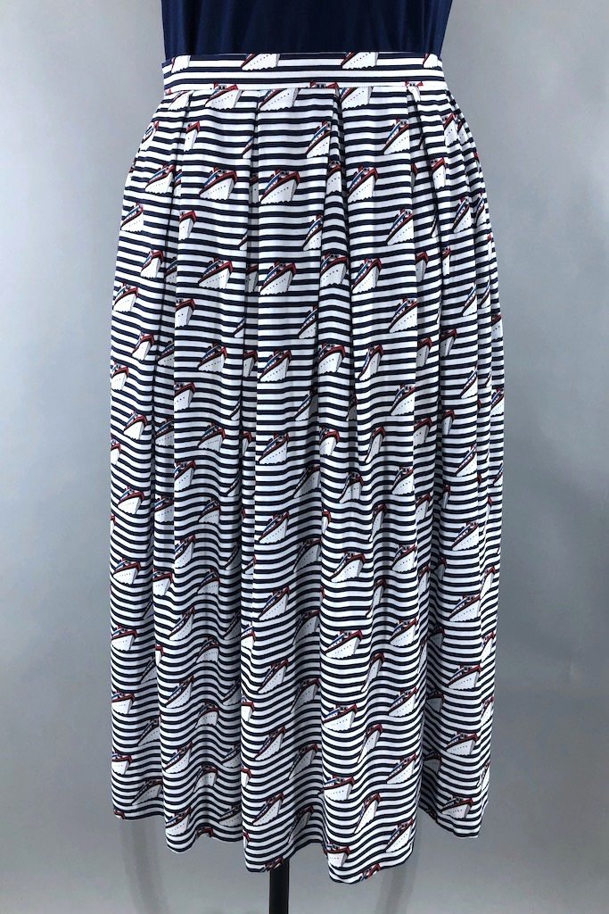 Vintage Nautical Steamship Boats Skirt-ThisBlueBird - Modern Vintage