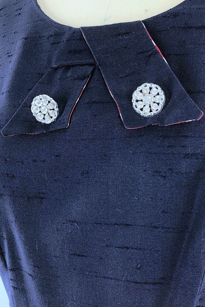 Vintage 1950s Navy Blue Day Dress-ThisBlueBird - Modern Vintage