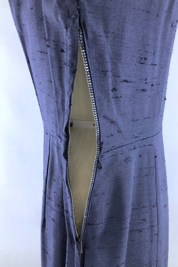 Vintage 1950s Navy Blue Day Dress-ThisBlueBird - Modern Vintage
