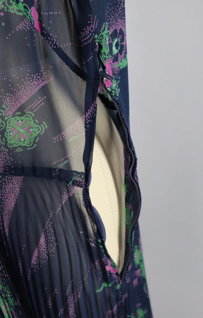 Vintage Navy Blue Novelty Print Dress - ThisBlueBird
