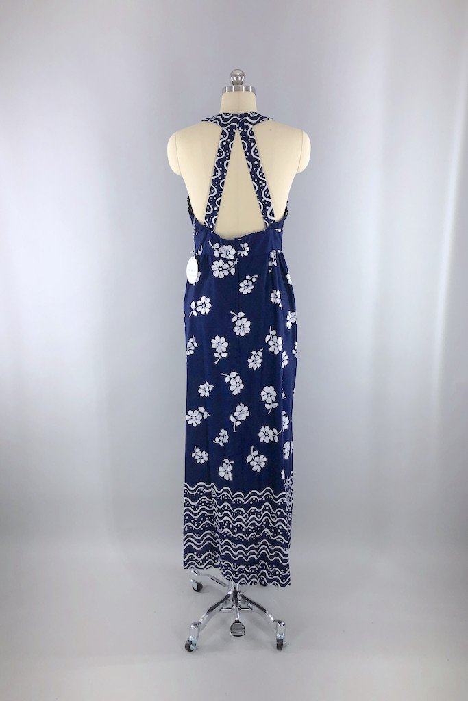 Vintage Navy Blue Halter Dress-ThisBlueBird - Modern Vintage