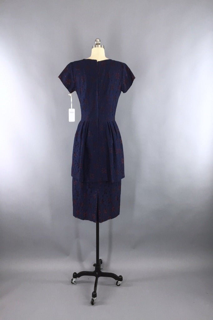 Vintage Navy Blue Lace Peplum Dress – ThisBlueBird
