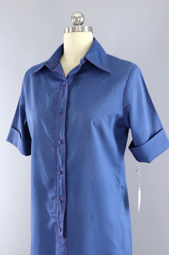 Vintage Navy Blue Lady Arrow Shirt Dress - ThisBlueBird