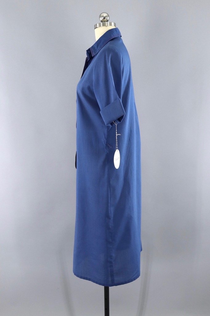 Vintage Navy Blue Lady Arrow Shirt Dress - ThisBlueBird