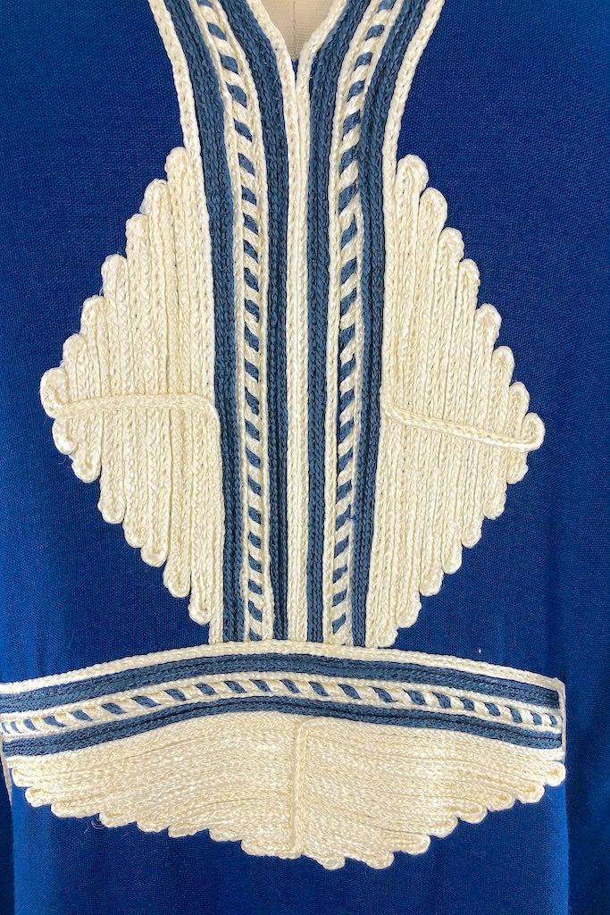 Vintage Navy Blue Moroccan Caftan Dress-ThisBlueBird