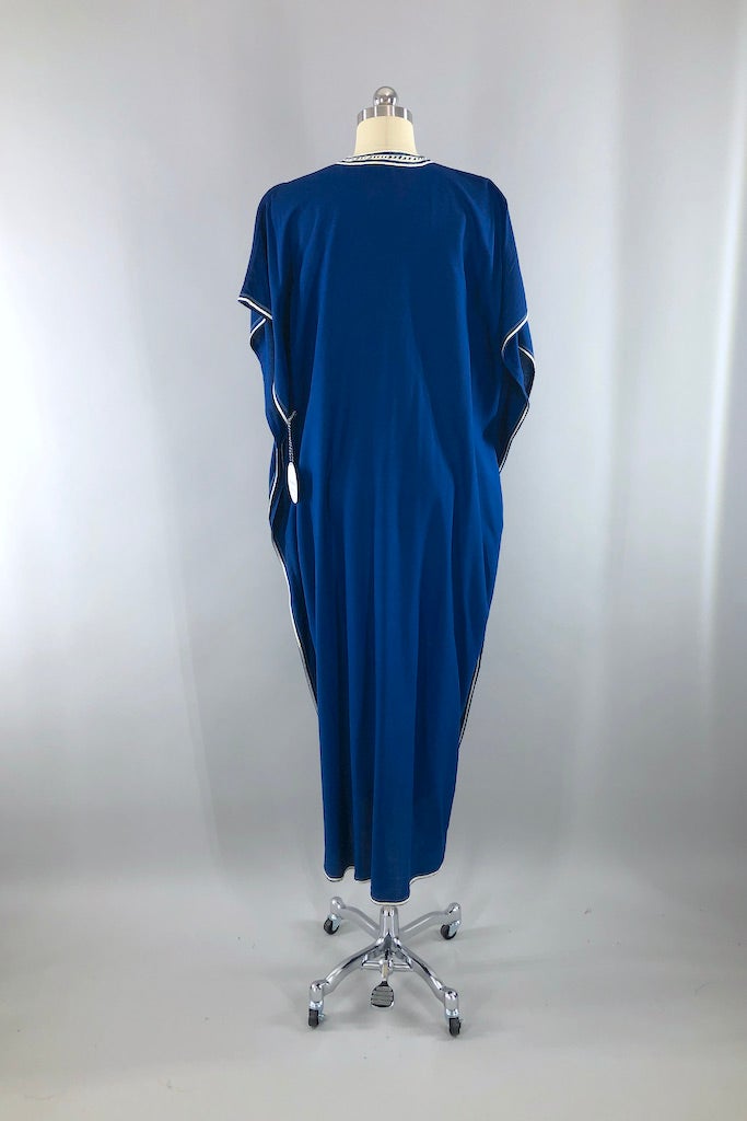 Vintage Navy Blue Moroccan Caftan Dress-ThisBlueBird