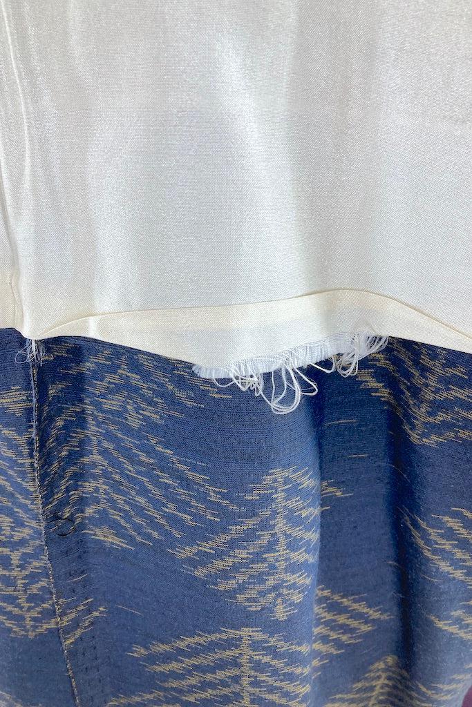 Vintage Navy Blue Raw Silk Kimono-ThisBlueBird