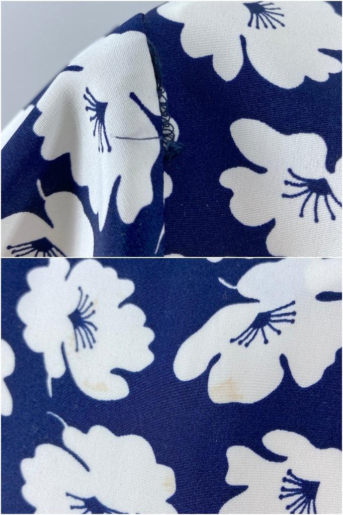 Vintage Navy Floral Print Day Dress-ThisBlueBird