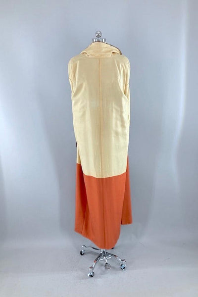 Vintage Navy & Green Silk Kimono Robe-ThisBlueBird