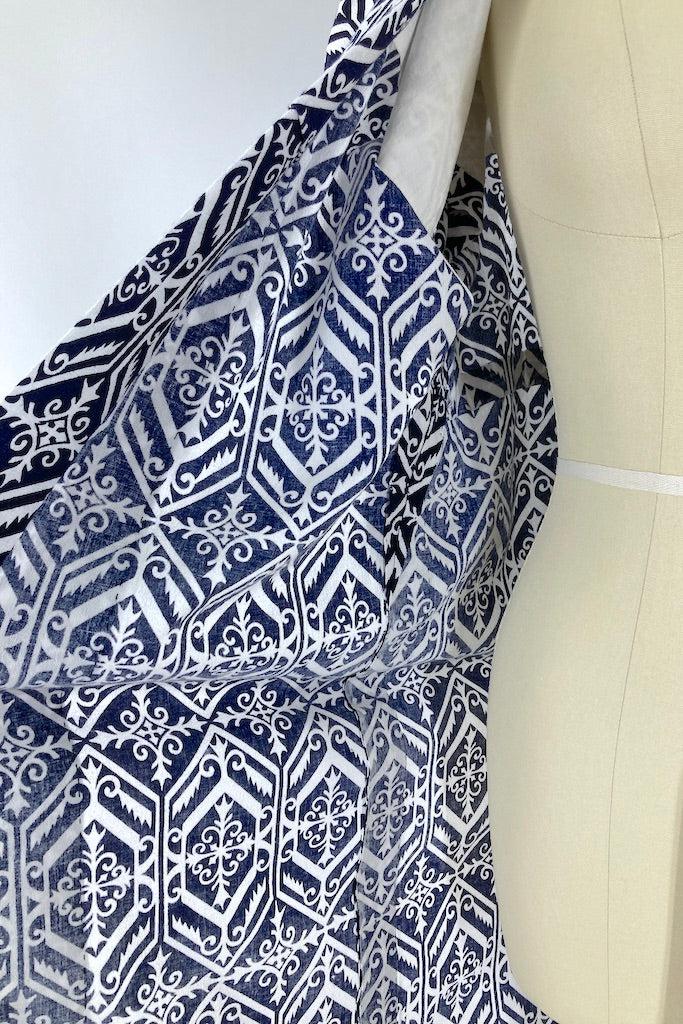 Vintage Navy & White Cotton Yukata Kimono-ThisBlueBird