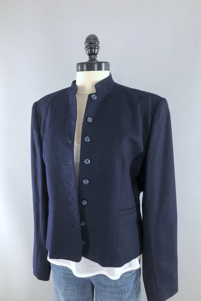 Vintage Navy Wool Blazer-ThisBlueBird - Modern Vintage