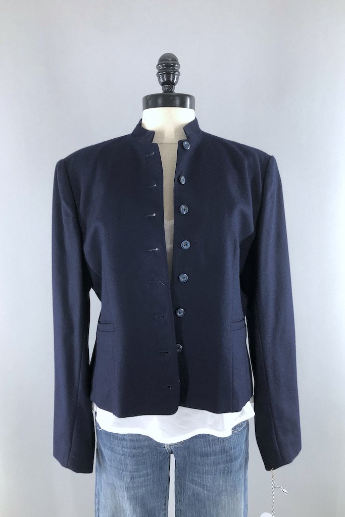 Vintage Navy Wool Blazer-ThisBlueBird - Modern Vintage