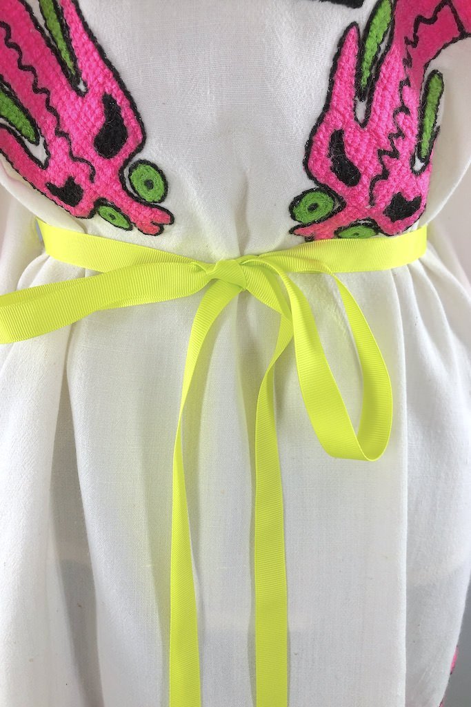 Vintage Neon Pink Embroidered Tunic-ThisBlueBird - Modern Vintage