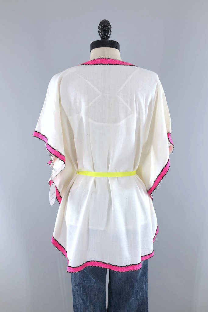 Vintage Neon Pink Embroidered Tunic-ThisBlueBird - Modern Vintage