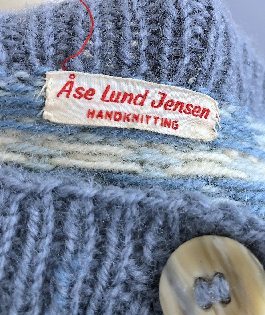 Vintage 1970s Nordic Wool Cardigan Sweater / Sky Blue - ThisBlueBird