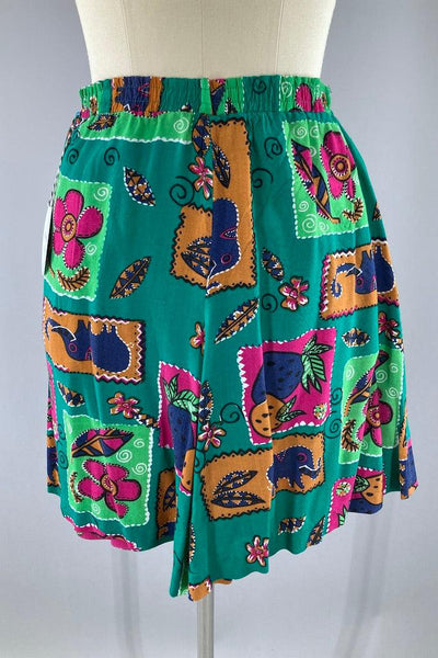 Vintage Novelty Print Bermuda Shorts-ThisBlueBird