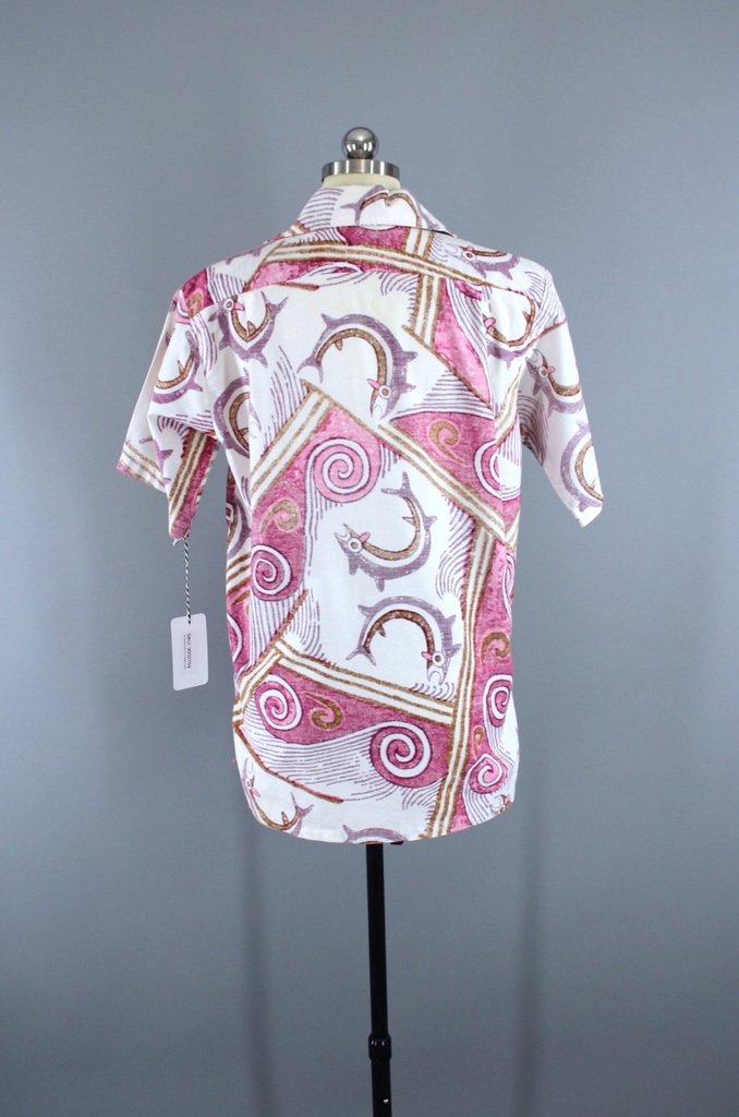 Vintage 1970s Novelty Print Hawaiian Fish Shirt / Go Barefoot-ThisBlueBird - Modern Vintage