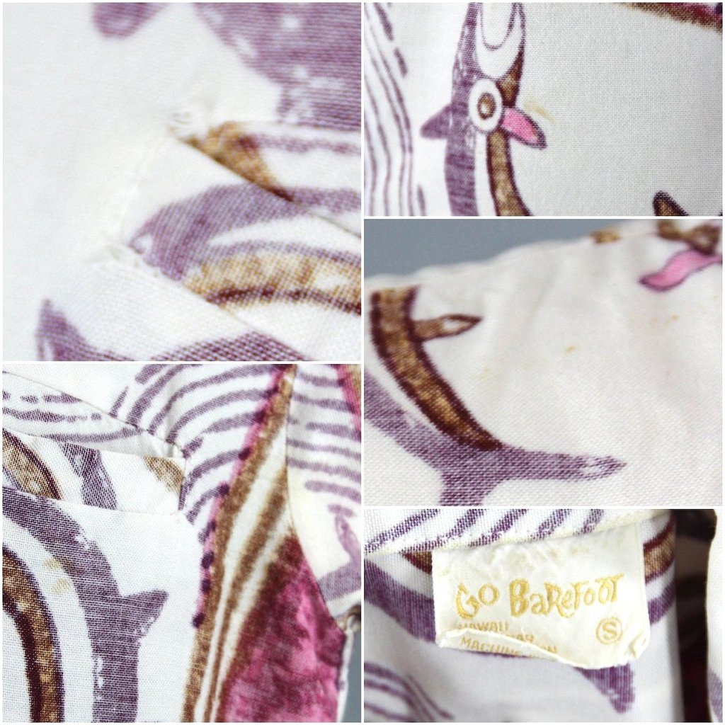 Vintage 1970s Novelty Print Hawaiian Fish Shirt / Go Barefoot-ThisBlueBird - Modern Vintage