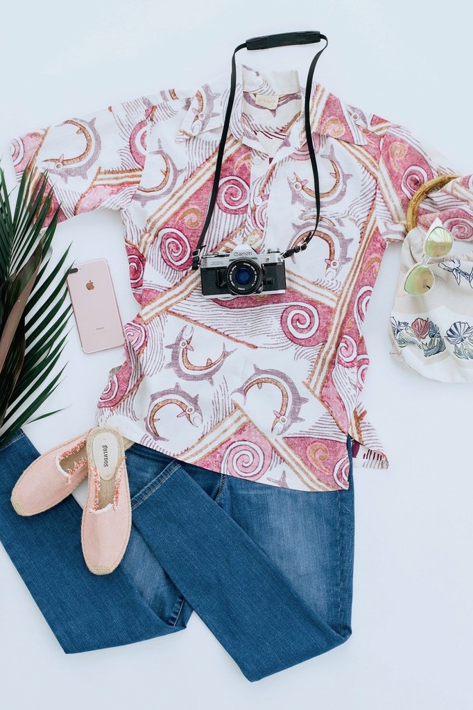 Vintage Novelty Print Hawaiian Fish Shirt-ThisBlueBird