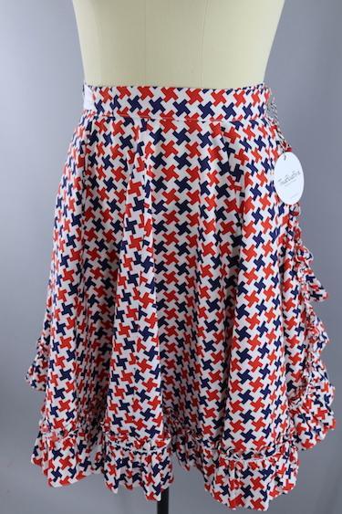 Vintage 1960s Novelty Print Square Dancing Wrap Skirt - ThisBlueBird