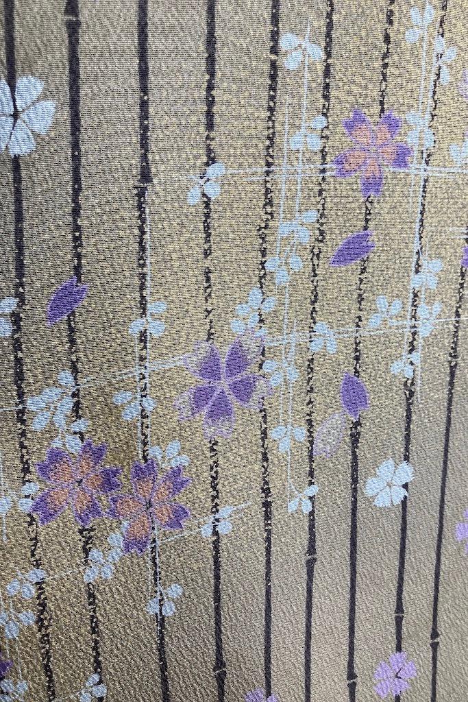 Vintage Olive Green Floral Stripe Kimono-ThisBlueBird