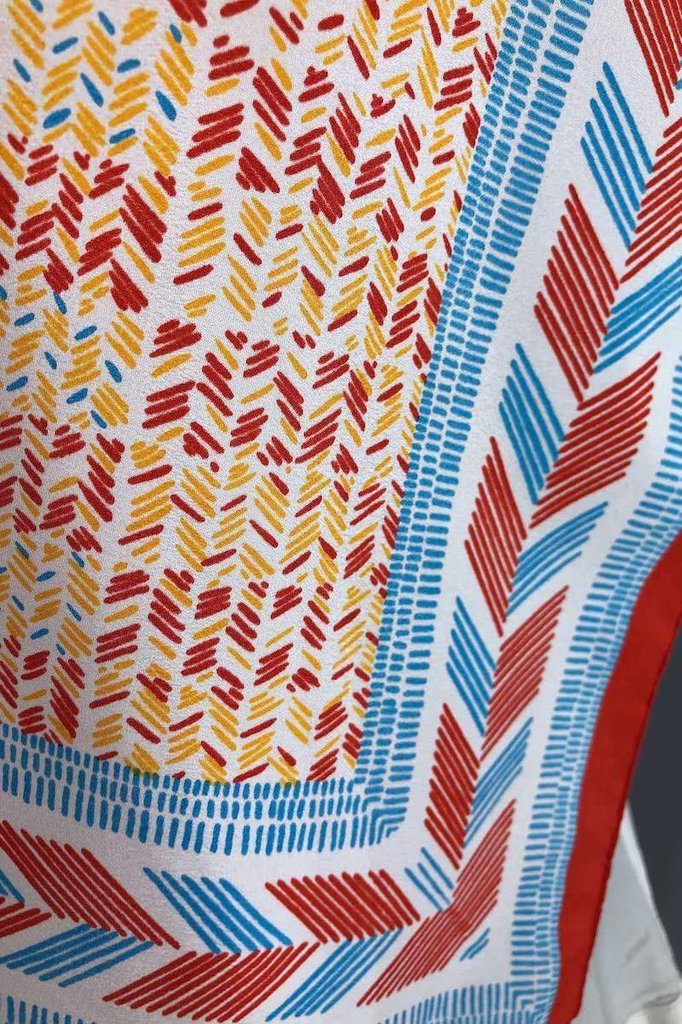 Vintage Orange Chevron Print Scarf-ThisBlueBird - Modern Vintage