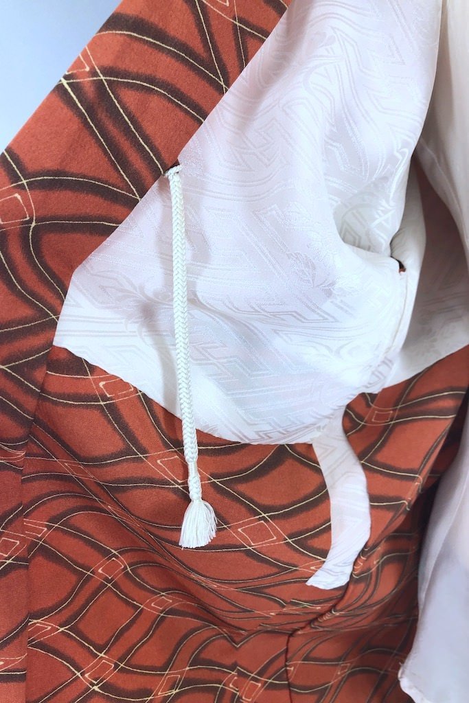 Vintage Orange Diamonds Silk Kimono Cardigan-ThisBlueBird - Modern Vintage