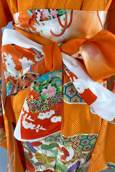 Vintage Orange Embroidered Kimono Robe-ThisBlueBird