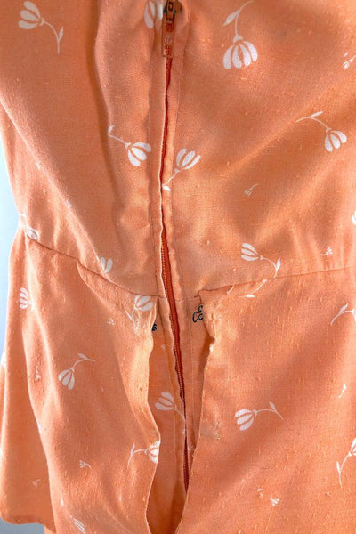 Vintage Orange Floral Peplum Dress-ThisBlueBird