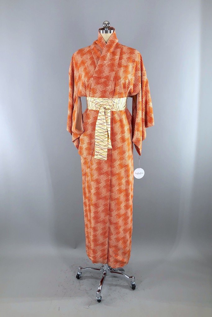 Vintage Orange Geo Kimono Robe-ThisBlueBird - Modern Vintage