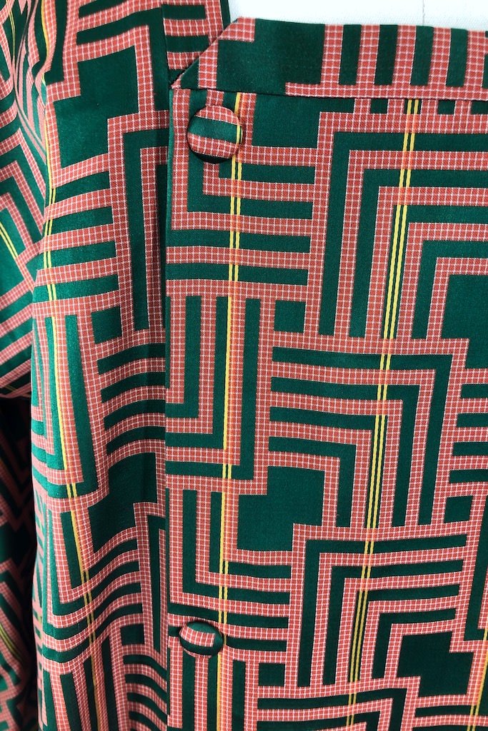 Vintage Orange Geometric Silk Kimono Jacket-ThisBlueBird - Modern Vintage