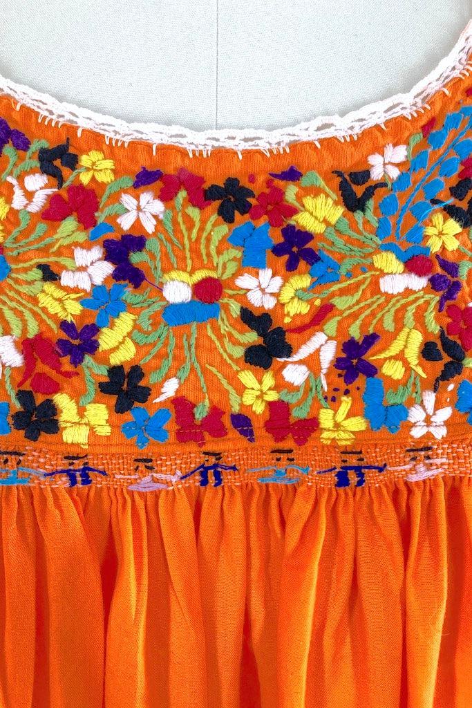 Vintage Orange Mexican Oaxaca Huilpil Embroidered Maxi Dress ThisBlueBird Vintage Orange Mexican Oaxaca Huilpil Embroidered Maxi Dress ThisBlueBird