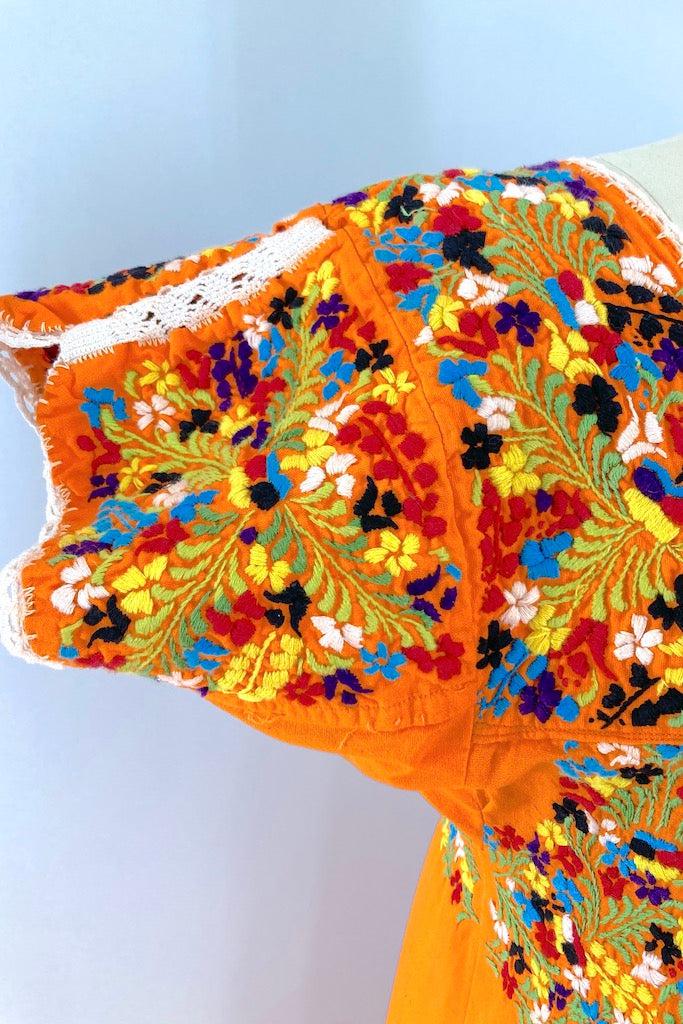 Vintage Orange Mexican Oaxaca Huilpil Embroidered Maxi Dress ThisBlueBird Vintage Orange Mexican Oaxaca Huilpil Embroidered Maxi Dress ThisBlueBird