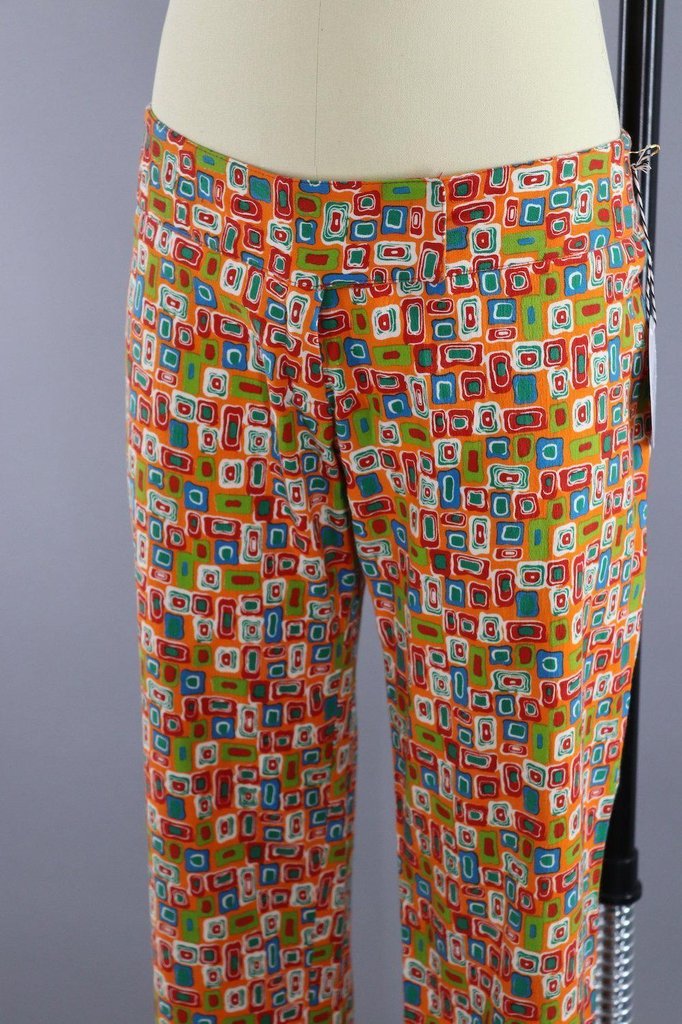 Vintage 1960s Orange Mod Flared Pants - ThisBlueBird