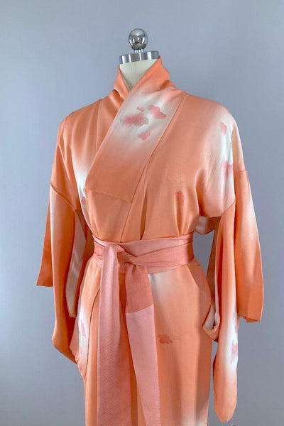 Vintage Orange Ombre Clouds Silk Kimono-ThisBlueBird