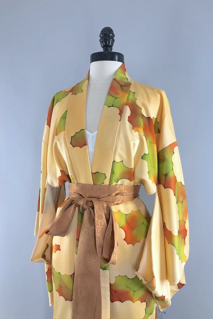 Vintage Orange Ombre Silk Kimono Jacket-ThisBlueBird - Modern Vintage