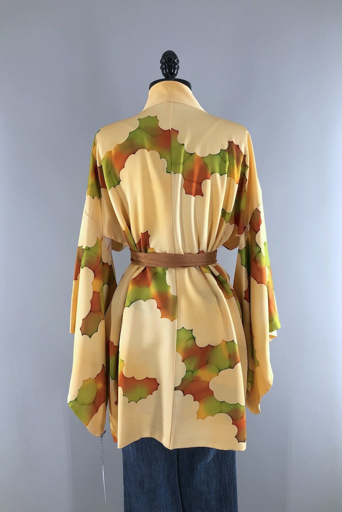 Vintage Orange Silk Kimono Jacket-ThisBlueBird