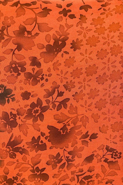 Vintage Orange Watercolor Floral Silk Kimono Cardigan-ThisBlueBird