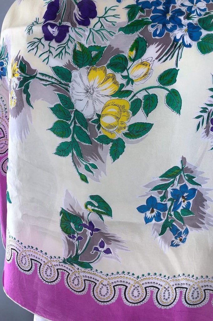 Vintage Silk Scarf / Orchid Pink Floral-ThisBlueBird - Modern Vintage