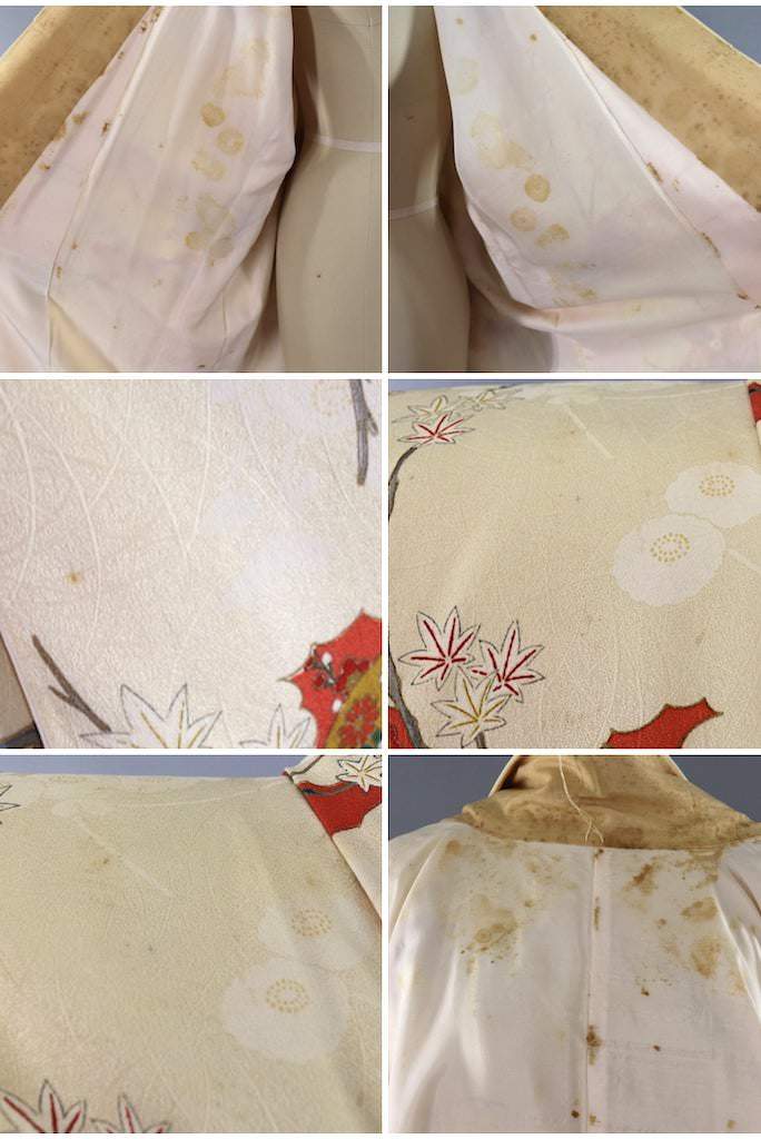Vintage Pale Yellow Floral Print Kimono Robe-ThisBlueBird