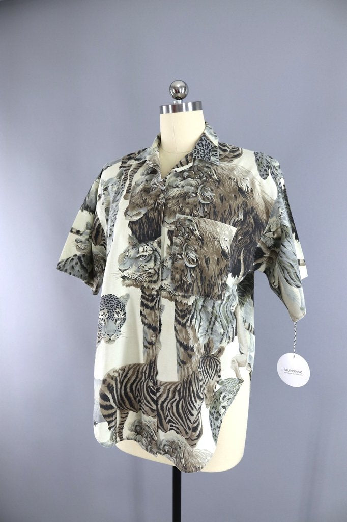 Vintage 1980s Panama Jill Jungle Safari Print Shirt - ThisBlueBird