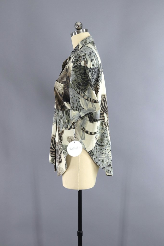 Vintage 1980s Panama Jill Jungle Safari Print Shirt - ThisBlueBird