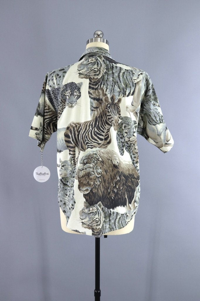 Vintage 1980s Panama Jill Jungle Safari Print Shirt - ThisBlueBird