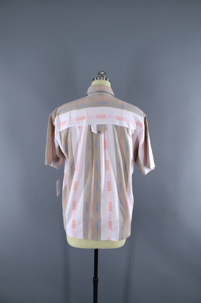 Vintage 1980s Cotton Shirt / Muted Pastels - ThisBlueBird