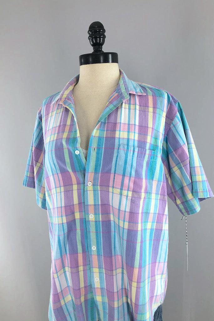 Vintage Pastel Madras Summer Shirt-ThisBlueBird